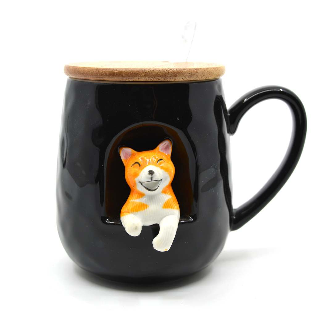 3D black fox mug