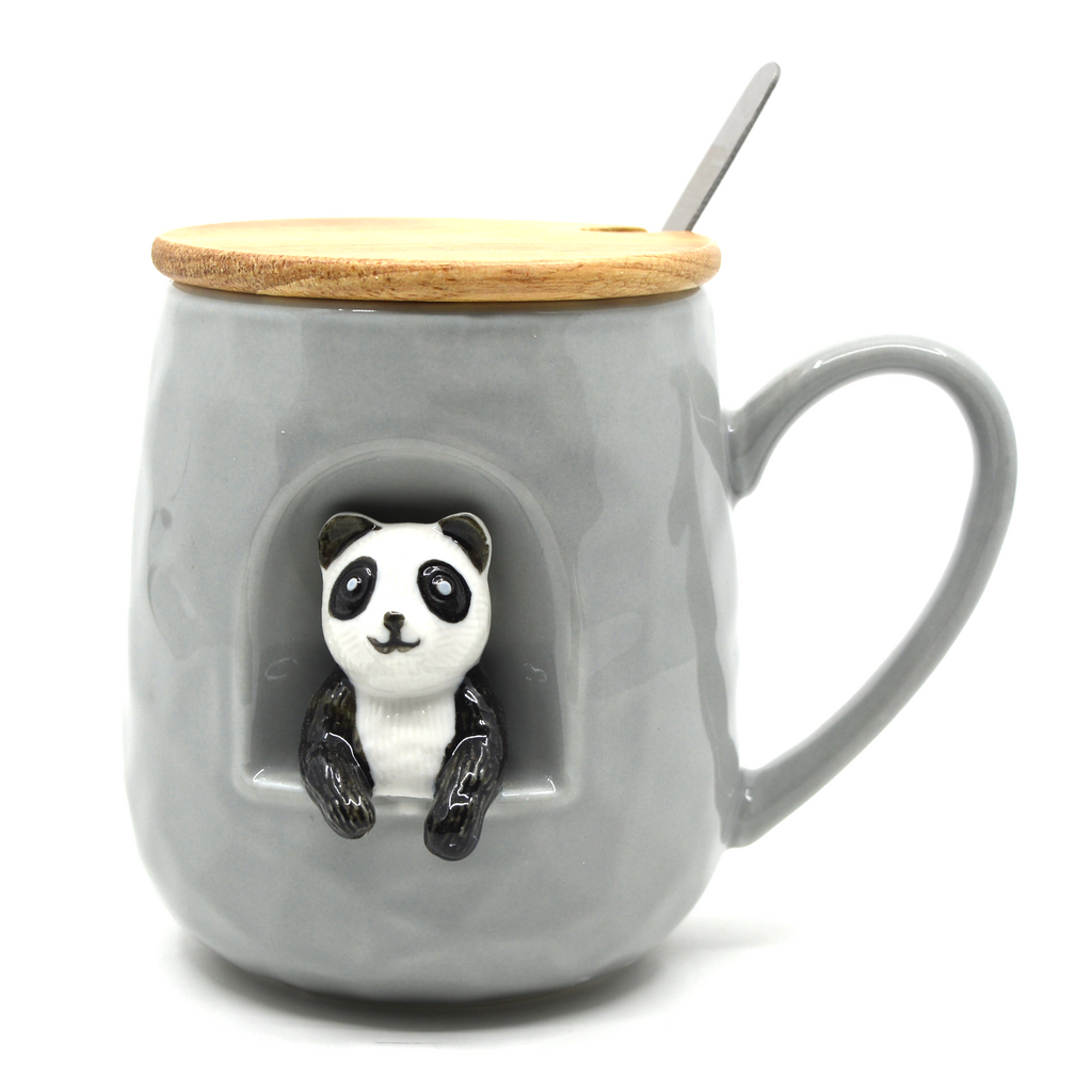 3D gray panda mug