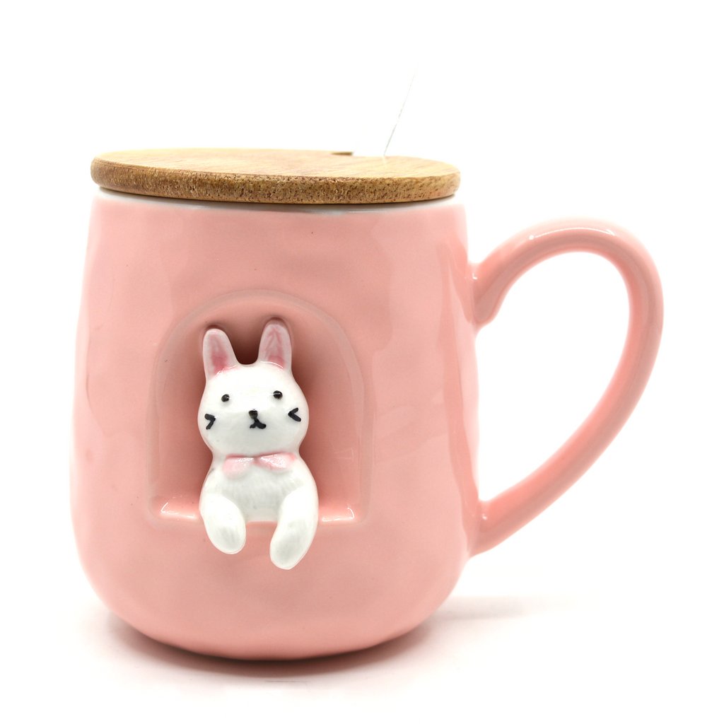 3D pink rabbit mug