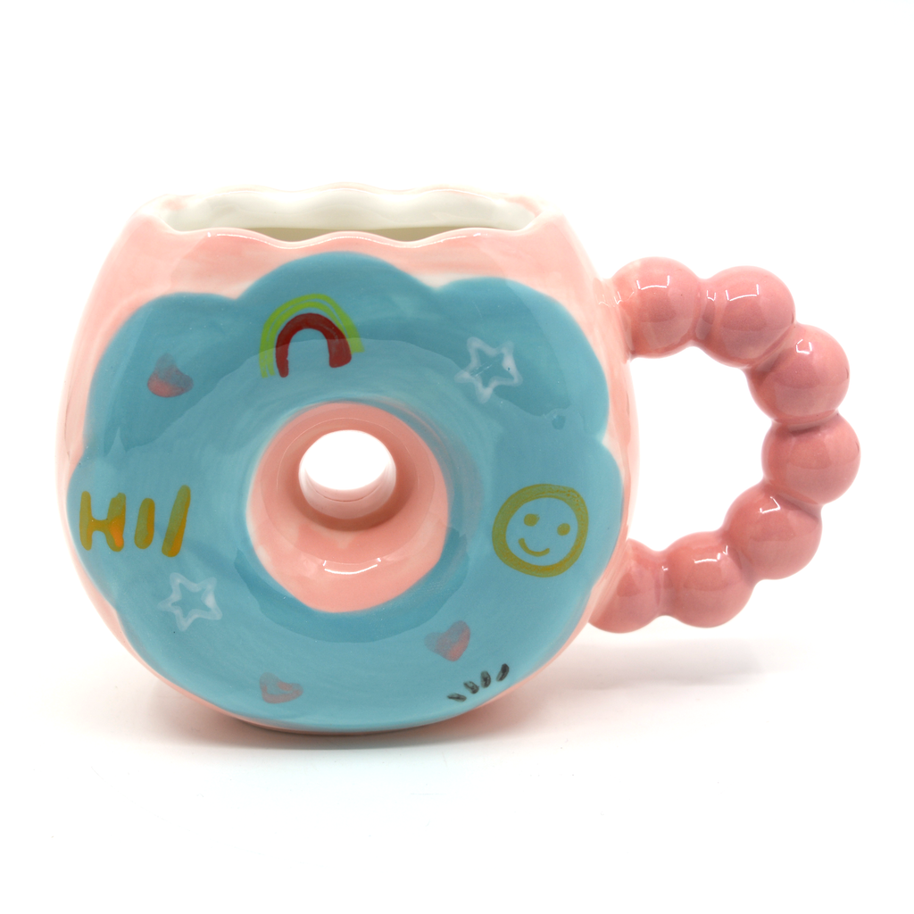 Blue and pink doughnut mug