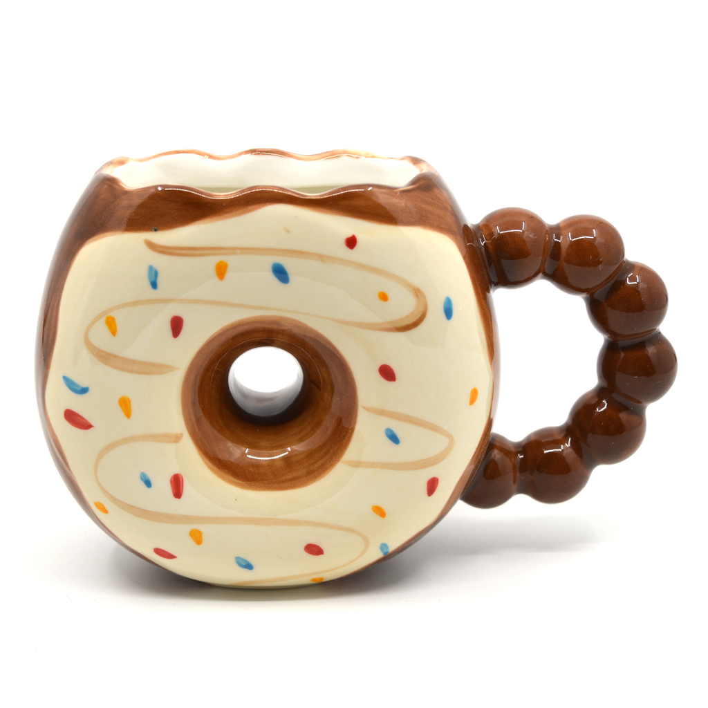 Beige and brown doughnut mug