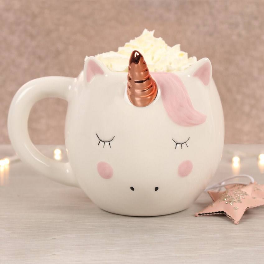 White unicorn mug